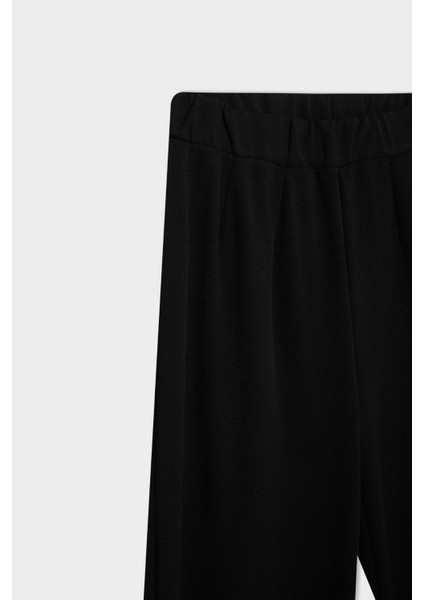 Pantolon Straight Fit Lastikli Bel Piliseli Basic Düz D4405AX24WN