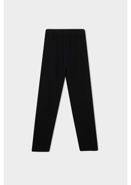 Pantolon Straight Fit Lastikli Bel Piliseli Basic Düz D4405AX24WN