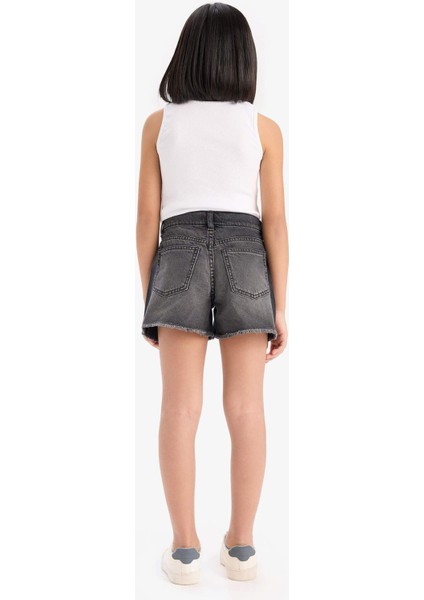 Kız Çocuk Yırtık Detaylı Pamuklu Jean Şort D7106A825SM