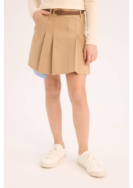 Kız Çocuk Kemerli Pileli Gabardin Etek D9221A825SM
