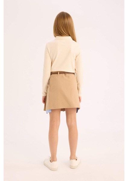 Kız Çocuk Kemerli Pileli Gabardin Etek D9221A825SM