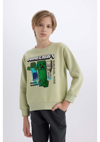 Erkek Çocuk Minecraft Bisiklet Yaka Sweatshirt D6747A824WN