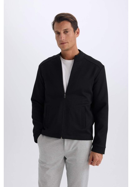 Slim Fit Dar Kesim Bomber Kolej Yaka Fermuarlı Mevsimlik Cepli Mont D9716AX24AU