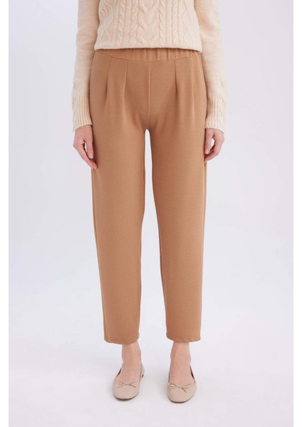 Pantolon Straight Fit Lastikli Bel Piliseli Basic Düz D4405AX24WN