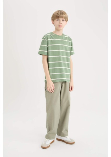 Erkek Çocuk Bisiklet Yaka Çizgili Kısa Kollu Tişört D7865A825SM