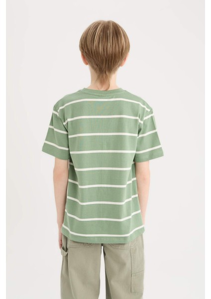 Erkek Çocuk Bisiklet Yaka Çizgili Kısa Kollu Tişört D7865A825SM