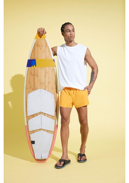 Fit Andy Baskılı Esnek Dokulu Kısa Boy Sporcu Deniz Şortu B5987AX25HS