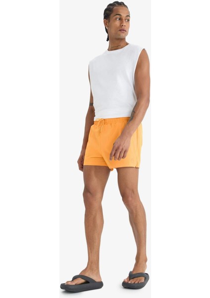 Fit Andy Baskılı Esnek Dokulu Kısa Boy Sporcu Deniz Şortu B5987AX25HS