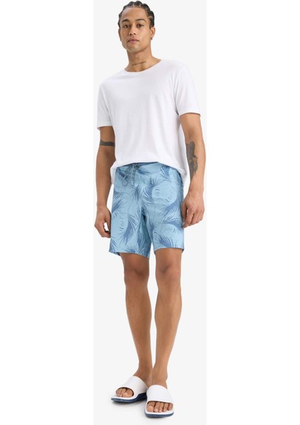 Fit Regular Fit Desenli Esnek Dokulu Deniz Şortu D9630AX25HS