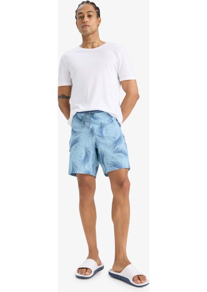 Fit Regular Fit Desenli Esnek Dokulu Deniz Şortu D9630AX25HS