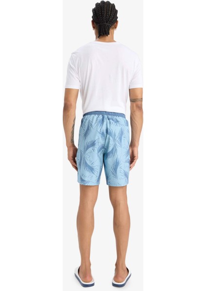 Fit Regular Fit Desenli Esnek Dokulu Deniz Şortu D9630AX25HS