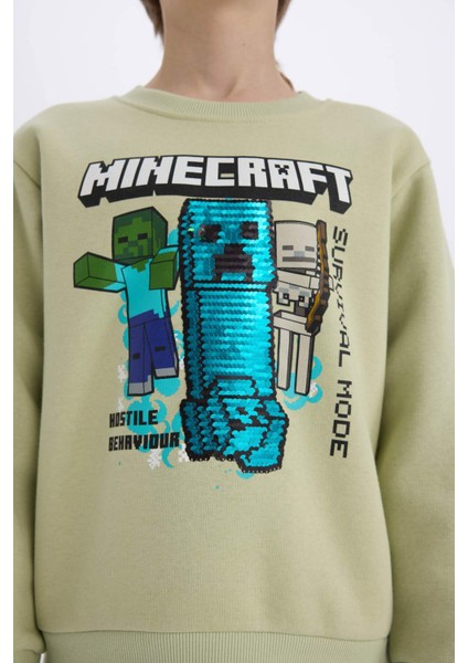 Erkek Çocuk Minecraft Bisiklet Yaka Sweatshirt D6747A824WN