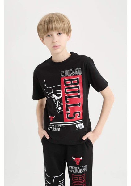 Erkek Çocuk NBA Chicago Bulls Bisiklet Yaka Kısa Kollu Tişört