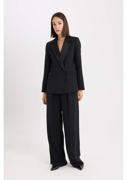 Regular Fit Ceket Yaka Krep Blazer Ceket D9554AX24AU