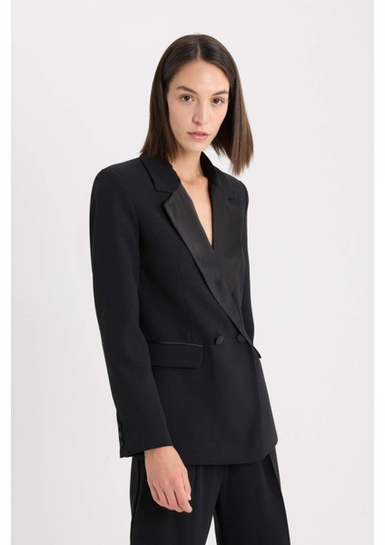 Regular Fit Ceket Yaka Krep Blazer Ceket D9554AX24AU