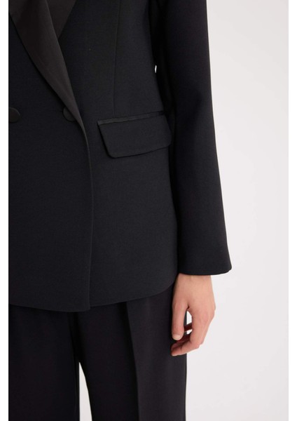 Regular Fit Ceket Yaka Krep Blazer Ceket D9554AX24AU