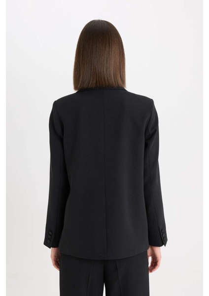 Regular Fit Ceket Yaka Krep Blazer Ceket D9554AX24AU