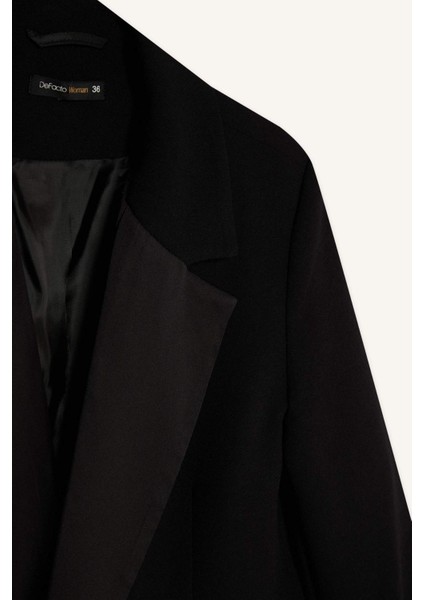 Regular Fit Ceket Yaka Krep Blazer Ceket D9554AX24AU