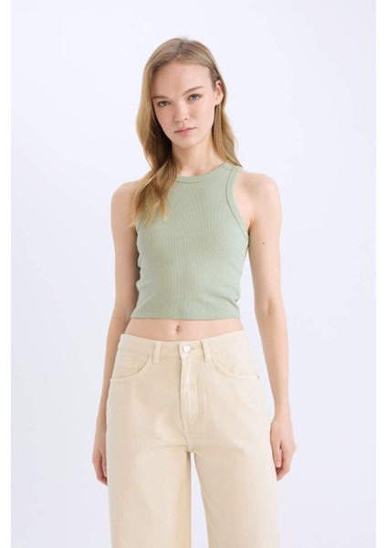 Fitted Halter Yaka Fitilli Kaşkorse Atlet U0357AZ25SM