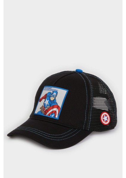 Erkek Çocuk Marvel Avengers Etiket Baskılı Pamuklu Cap Şapka D9790A825SM