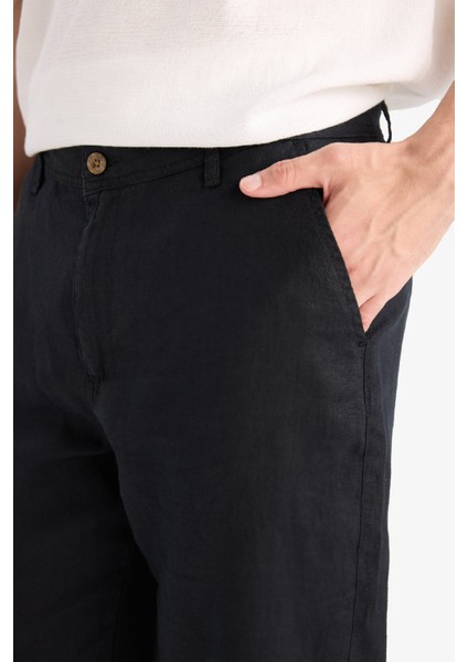 %100 Keten Relax Fit Rahat Kesim Düz Paça Yazlık Pantolon C1117AX25SP