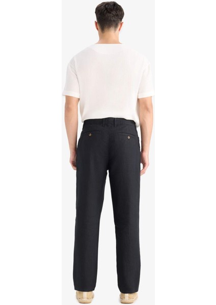 %100 Keten Relax Fit Rahat Kesim Düz Paça Yazlık Pantolon C1117AX25SP