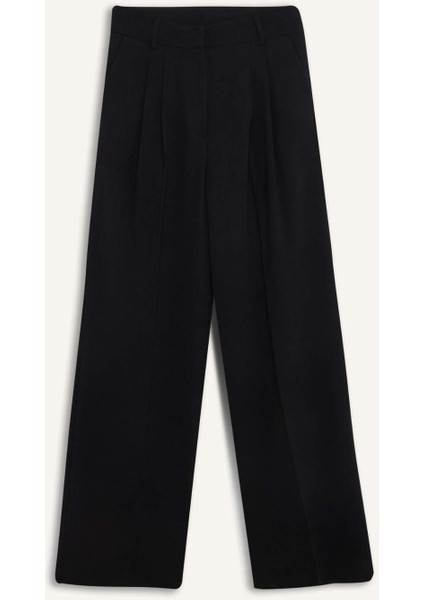 Palazzo Çift Cepli Yüksek Bel Düz Paça Cepli Krep Kumaş Klasik Kumaş Pantolon D9541AX24AU