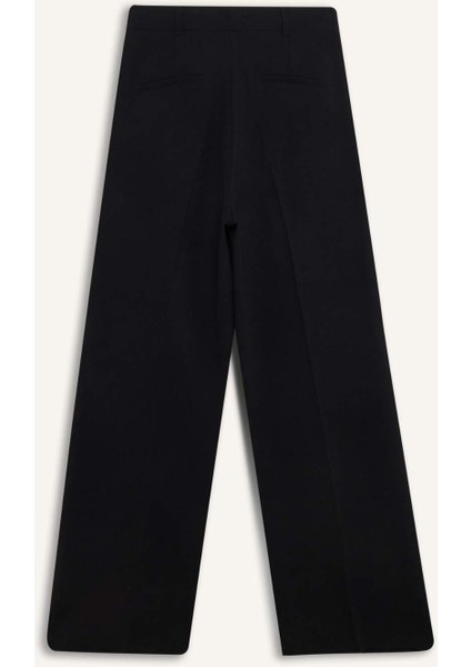 Palazzo Çift Cepli Yüksek Bel Düz Paça Cepli Krep Kumaş Klasik Kumaş Pantolon D9541AX24AU