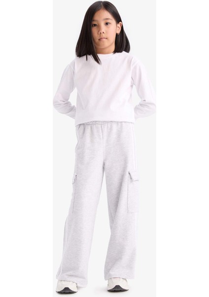 Kız Çocuk Wide Leg Beli Lastikli Geniş Bol Paça Eşofman Altı D9251A825SP