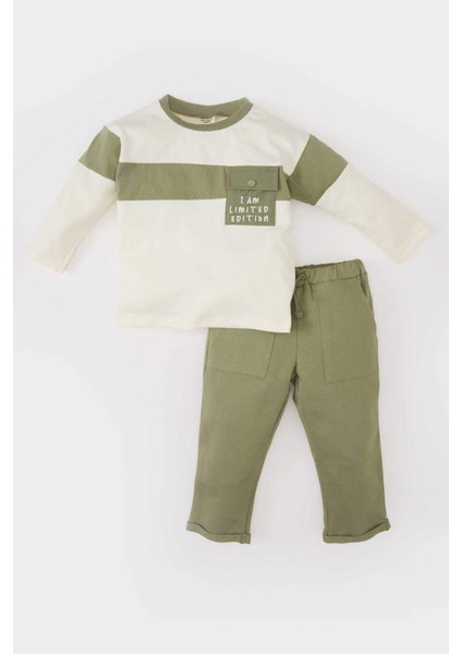 Erkek Bebek 2'li Takım Renk Bloklu Sweatshirt Eşofman Altı B9266A525SP