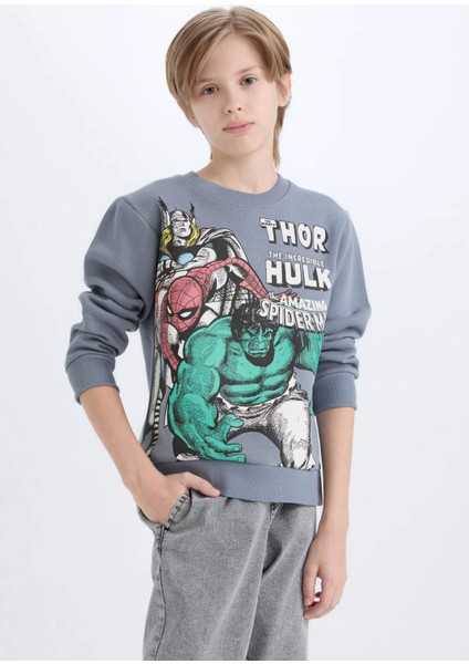 Erkek Çocuk Marvel Comics Bisiklet Yaka Sweatshirt D6738A824WN