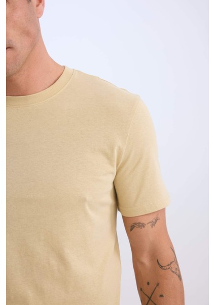 %100 Pamuk New Regular Fit Bisiklet Yaka Basic Düz Kısa Kollu Tişört V7699AZ25SP