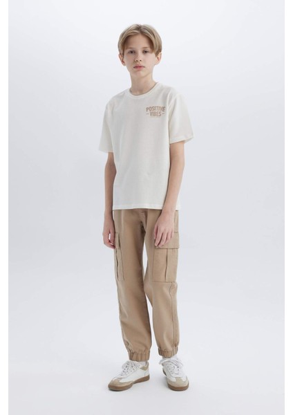 Erkek Çocuk Kargo Jogger Standart Paça Gabardin Pantolon Z1572A625SP