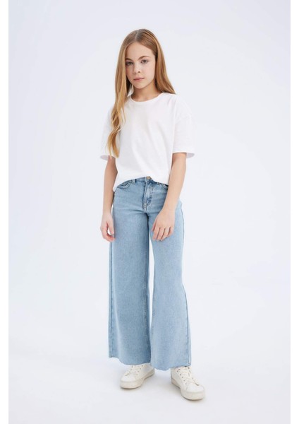 Kız Çocuk Wide Leg Geniş Bol Paça Jean Pantolon D7092A825SM