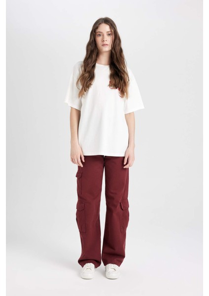 Coool Beetlejuice Oversize Geniş Kalıp Bisiklet Yaka Sırt Baskılı Kısa Kollu Tişört