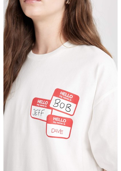 Coool Beetlejuice Oversize Geniş Kalıp Bisiklet Yaka Sırt Baskılı Kısa Kollu Tişört