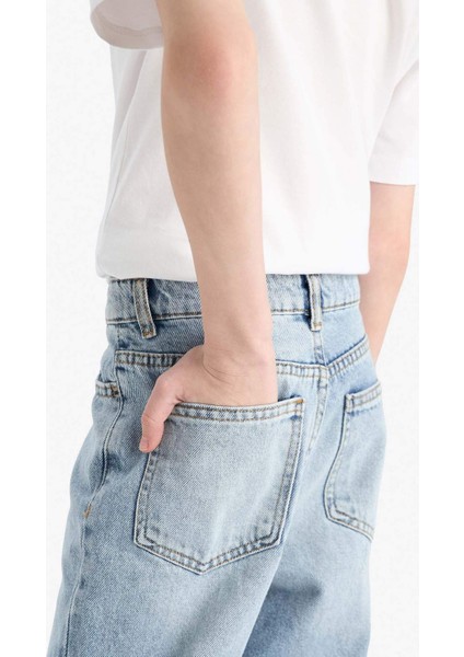 Erkek Çocuk Loose Fit Düz Paça Jean Pantolon D7209A825SP