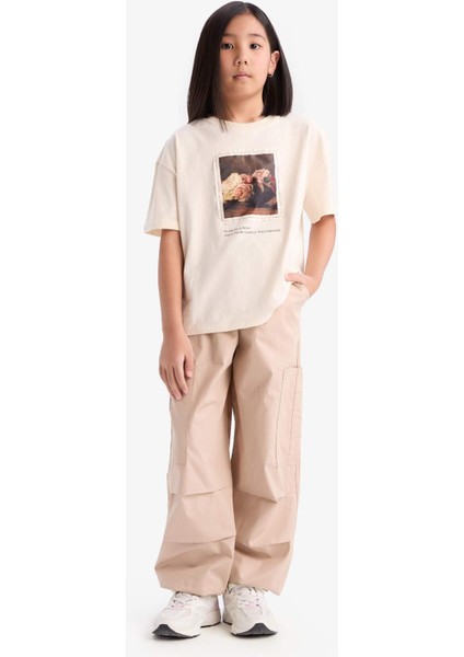Kız Çocuk Paraşüt Kargo Jogger Paça Pamuklu Pantolon D7607A825SM