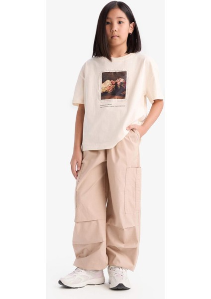 Kız Çocuk Paraşüt Kargo Jogger Paça Pamuklu Pantolon D7607A825SM