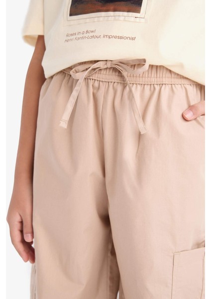 Kız Çocuk Paraşüt Kargo Jogger Paça Pamuklu Pantolon D7607A825SM