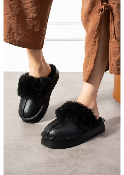 Kadın Siyah Terlik Içi Kürklü Kalın Taban Su Geçirmez Yıkanabilir Günlük Terlik fiyatları