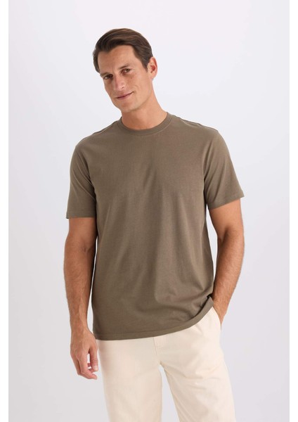 %100 Pamuk New Regular Fit Bisiklet Yaka Basic Düz Kısa Kollu Tişört V7699AZ25SP