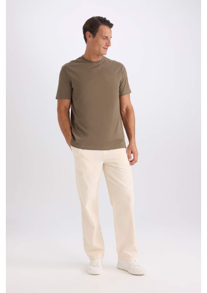 %100 Pamuk New Regular Fit Bisiklet Yaka Basic Düz Kısa Kollu Tişört V7699AZ25SP