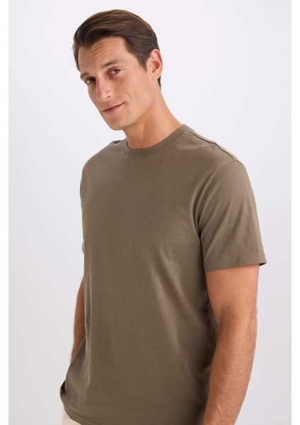 %100 Pamuk New Regular Fit Bisiklet Yaka Basic Düz Kısa Kollu Tişört V7699AZ25SP