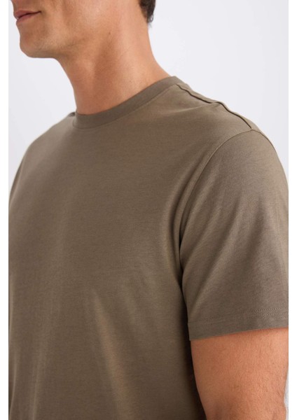 %100 Pamuk New Regular Fit Bisiklet Yaka Basic Düz Kısa Kollu Tişört V7699AZ25SP