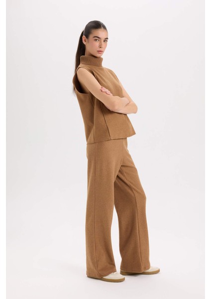 Wide Leg Kışlık Pantolon Beli Lastikli Bağcıklı Geniş Bol Paça D9815AX24WN