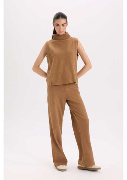 Wide Leg Kışlık Pantolon Beli Lastikli Bağcıklı Geniş Bol Paça D9815AX24WN