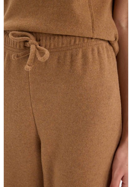 Wide Leg Kışlık Pantolon Beli Lastikli Bağcıklı Geniş Bol Paça D9815AX24WN