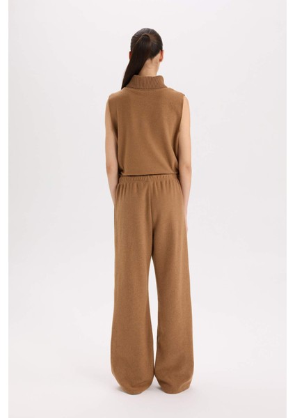 Wide Leg Kışlık Pantolon Beli Lastikli Bağcıklı Geniş Bol Paça D9815AX24WN