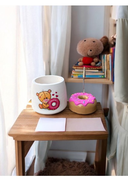 Donut Temalı Tutacak ve Kalemlik Fotoğraf Not Tutucu Ofis Masası Tutacak Hediyelik fiyatları
